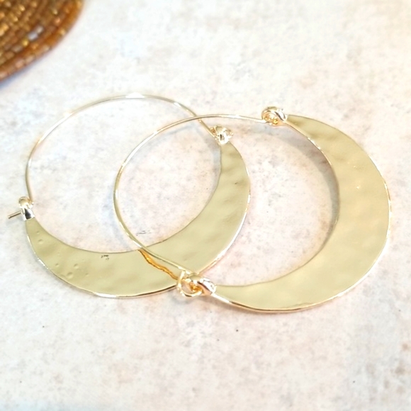 3 for $15 Textured Gold Hoop Earrings - Picture 6 of 6